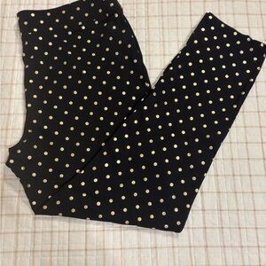 Chic Black Leggings with Gold Polka Dots